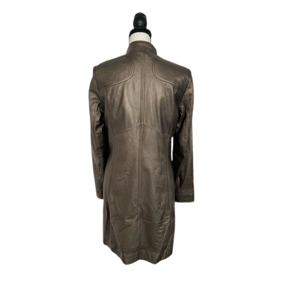 Ellie Tahari Bronze Leather Coat Small - Picture 3 of 5
